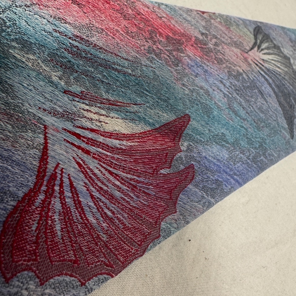 Oscar De La Renta Necktie Mens Abstract Blue Red Polyester Standard Width - Picture 6 of 8